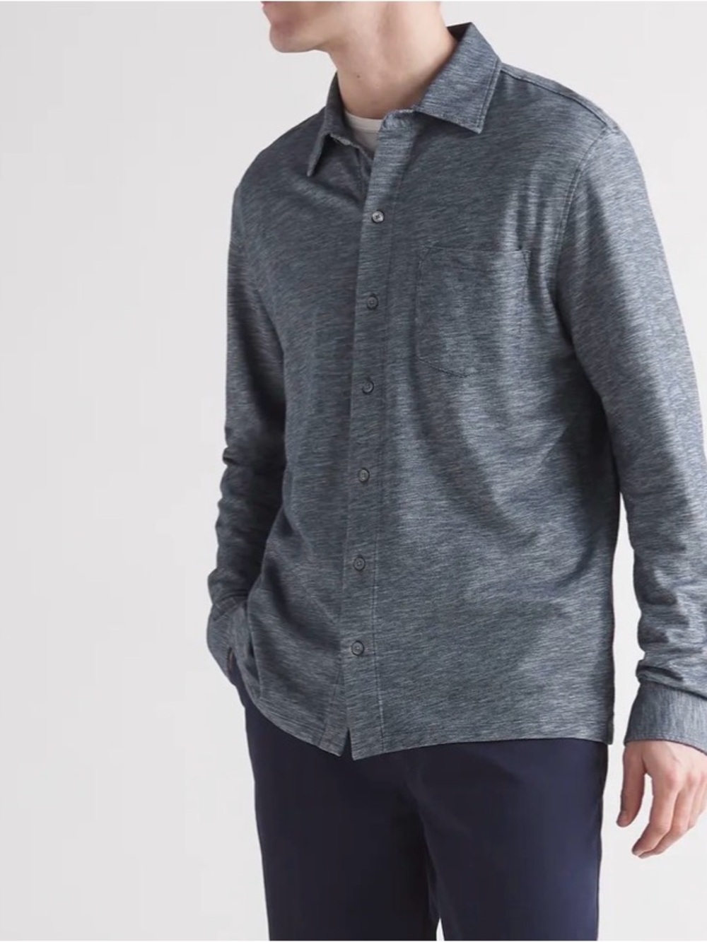 Mr. P Mélange Organic Cotton-Piqué Shirt Large blue